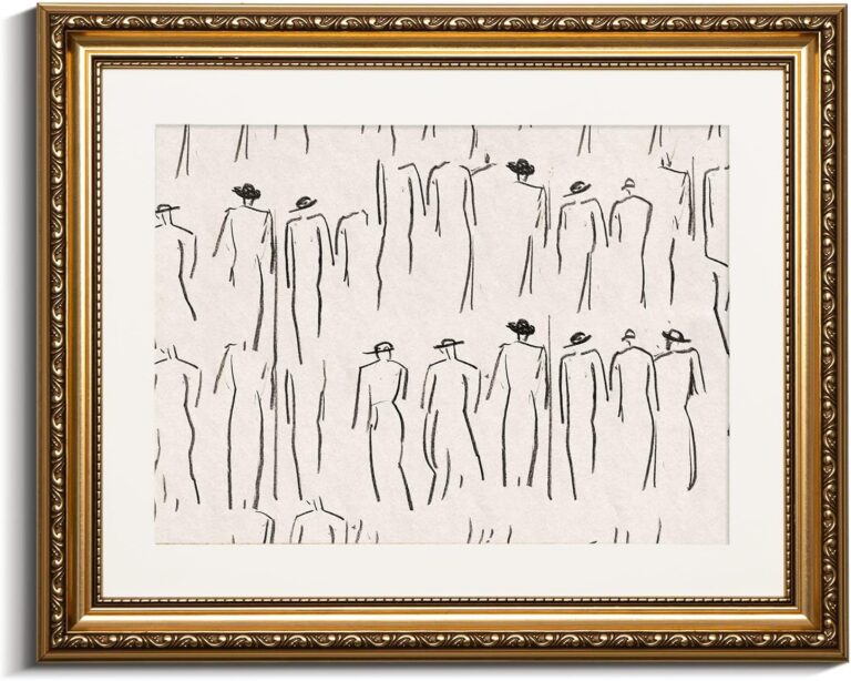 VIYYIEA Gold Framed Wall Art Canvas Print Home Decor Abstract Wall Art Room Decor Minimalist Portrait Artwork Wall Decorations Vintage Bathroom Decor Line-Drawn Wall Pictures Office Decor 13x16in