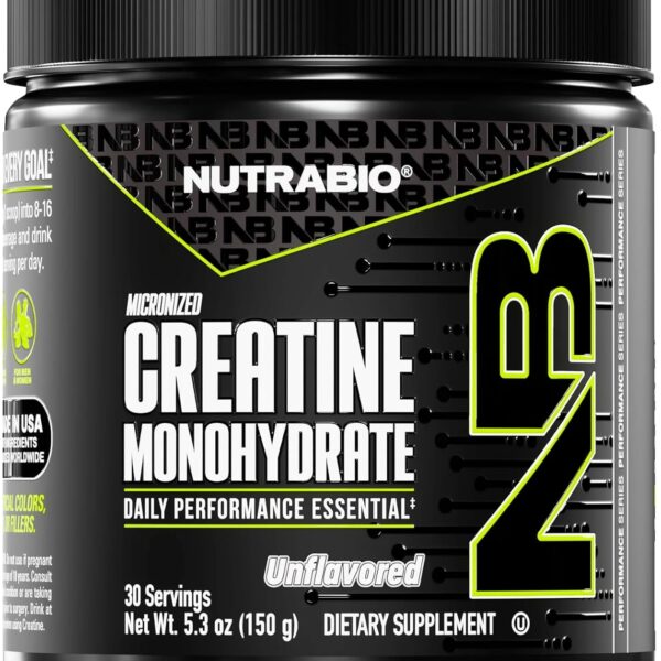 NutraBio Pure Micronized Creatine Monohydrate Powder Supplement, Unflavored, (150 g) - Supports Bulk Muscle Energy, Recovery, and Strength - HPLC Tested Creatine Powder Supplement for Men and Women