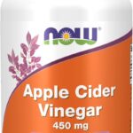 NOW Foods Supplements, Apple Cider Vinegar 450 mg, Derived from Fermentation of Sweet Apple Cider, 180 Veg Capsules