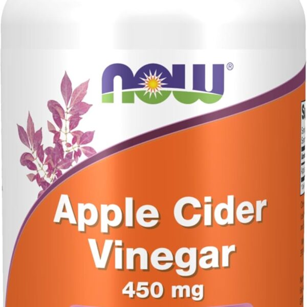 NOW Foods Supplements, Apple Cider Vinegar 450 mg, Derived from Fermentation of Sweet Apple Cider, 180 Veg Capsules