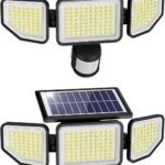 Onforu 4500LM Solar Lights Outdoor, 3 Heads Security Lights with Remote Control, IP65 Waterproof Motion Sensor Lights, 3 Modes Flood Lights for Wall, Porch, Yard, Outside, 2 Pack