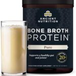 Ancient Nutrition Grass Fed & Cage Free Bone Broth Protein Powder, 20g Protein Per Serving, Hydrolyzed Collagen Peptides, Glucosamine, Chondroitin, Supports Joint & Gut Health, Pure, 20 Servings