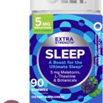 OLLY Extra Strength Sleep Gummy 5 mg Melatonin, L-Theanine, Chamomile, Lemon Balm Extracts, Sleep Aid, BlackBerry Flavor - 90 Count