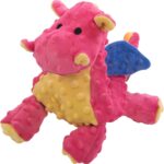 goDog Bubble Plush Dragons Squeaky Dog Toy, Chew Guard Technology - Coral, Large