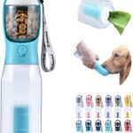 Cibaabo Dog Water Bottle with Food Container & Poop Bag Holder, Travel Water Bowl, Portable Pet Dispenser, Dog Gifts Stuff Accessories Items, Puppy Essentials for Yorkie Chihuahua Walking Hiking