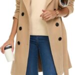 Steve Madden Trench Coat for Women  Double-Breasted Long Winter Faux Wool Coat
