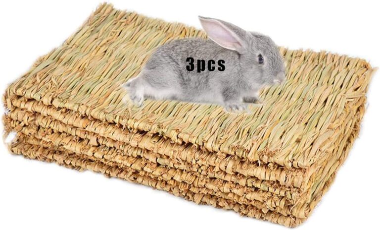 Hamiledyi Grass Mat Woven Bed Mat for Small Animal Bunny Bedding Nest Chew Toy Bed Play Toy for Guinea Pig Parrot Rabbit Hamster Rat(Pack of 3)