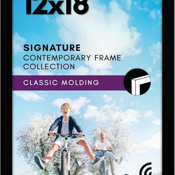 Americanflat 12x18 Poster Frame with Shatter-Resistant Glass - Signature Collection - Gallery-Style Frames Made of Engineered Wood - Photo Frame for Wall Display - Black