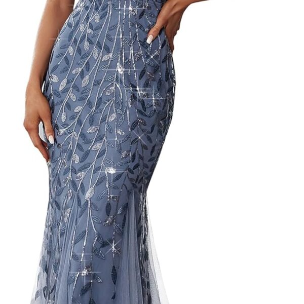 Ever-Pretty Women's Sequin Formal Dress Double V-Neck Sleeveless Mermaid Long Evening Prom Dresses 07886