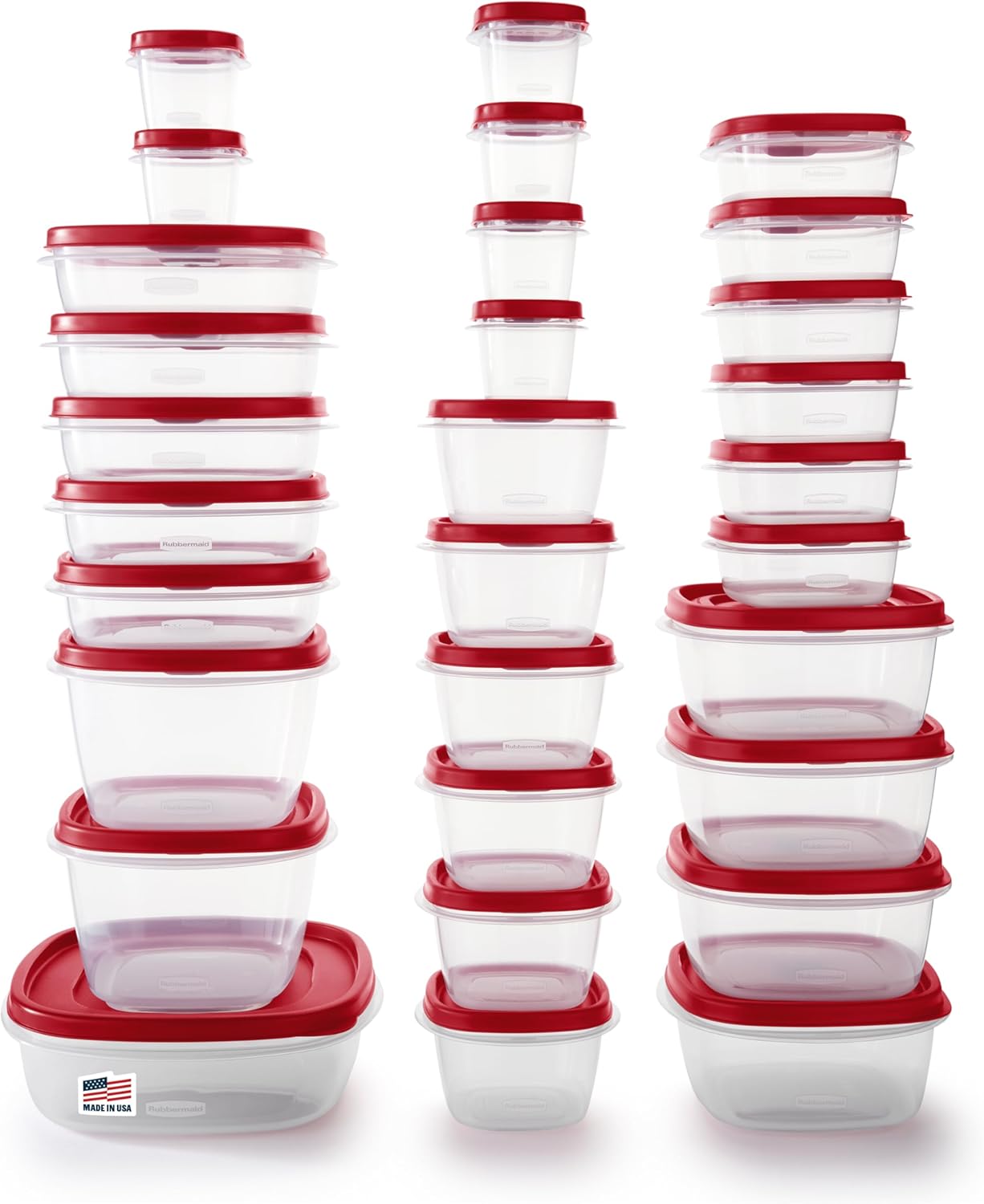 Rubbermaid 60-Piece Food Storage Containers with Lids, Microwave and Dishwasher Safe, Red Color, Ideal for Meal Prep and Pantry Storage Rubbermaid 60-Piece Food Storage Containers with Lids, Microwave and Dishwasher Safe, Red Color, Ideal for Meal Prep and Pantry Storage