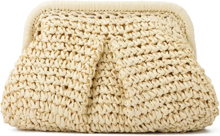 Freie Liebe Straw Clutch Purses for Women Woven Dumpling Bag Summer Beach Clutch Wicker Crossbody Purses