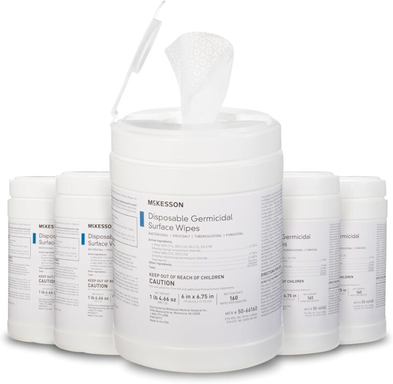 McKesson Germicidal Wipes [800 Count] Disinfecting Wipes, Alcohol Cleaning Disinfectant Wipes, Hospital Grade Multi-Surface Wipes, 160 Wipes, 5 Pack