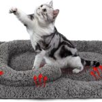 Self Warming Cat Bed Mat with U-Shaped Pillow -24"x18" Soft Thickened Thermal Cat Bed, Machine Washable Heat Retention Pad for Indoor Cats