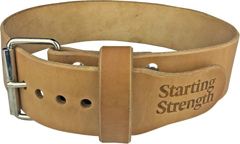 Leather Weight Lifting Belt - Hand Crafted In USA  Starting Strength - Powerlifting Support - Single Ply - 3-Inch Wide, 6mm Thick - Stainless Steel Roller Buckle