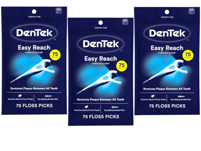 DenTek Complete Clean Easy Reach Floss Picks, No Break & No Shred Floss, 75-Count, 3 Pack