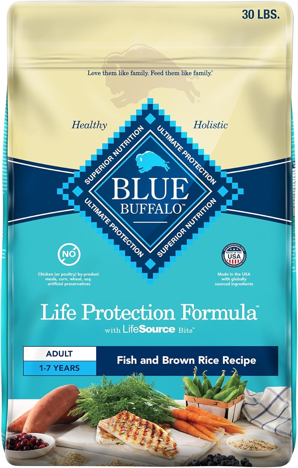 Blue Buffalo Life Protection Formula Adult Dry Dog Food, Helps Build and Maintain Strong Muscles, Made with Natural Ingredients, Fish & Brown Rice Recipe, 30-lb. Bag Blue Buffalo Life Protection Formula Adult Dry Dog Food, Helps Build and Maintain Strong Muscles, Made with Natural Ingredients, Fish & Brown Rice Recipe, 30-lb. Bag