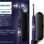 Philips Sonicare ProtectiveClean 6100 Rechargeable Electric Toothbrush, with Pressure Sensor, 3 Cleaning Modes, SmarTimer and QuadPacer, 14-Day Battery Life, Travel Case, Deep Purple, Model HX6471/03