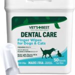 Vet's Best Finger Dental Wipes for Dogs and Cats  Oral Care Wipes for Teeth Cleaning, Fresh Breath, and Tartar Control  Gentle Finger Pads for Pet Dental Hygiene and Plaque Removal  50 Count