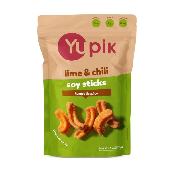 Yupik Lime & Chili Soy Sticks, 5 Oz, GMO-Free Snack, Crunchy Zesty Snack, Crispy Soya Crackers, Natural Flavors, Perfect for Any Occasion