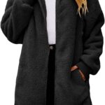 Yanekop Womens Oversized Sherpa Jacket Fuzzy Fleece Zip Up Jacket Warm Winter Coats Faux Fur Coat with Pockets