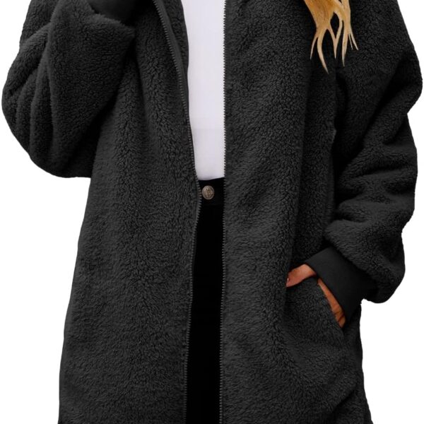 Yanekop Womens Oversized Sherpa Jacket Fuzzy Fleece Zip Up Jacket Warm Winter Coats Faux Fur Coat with Pockets