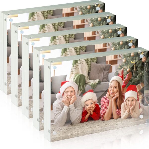 Syntrific 5x7 Acrylic Photo Frame 5Pack Premium Acrylic Photo Frame Magnetic Picture Frames Clear