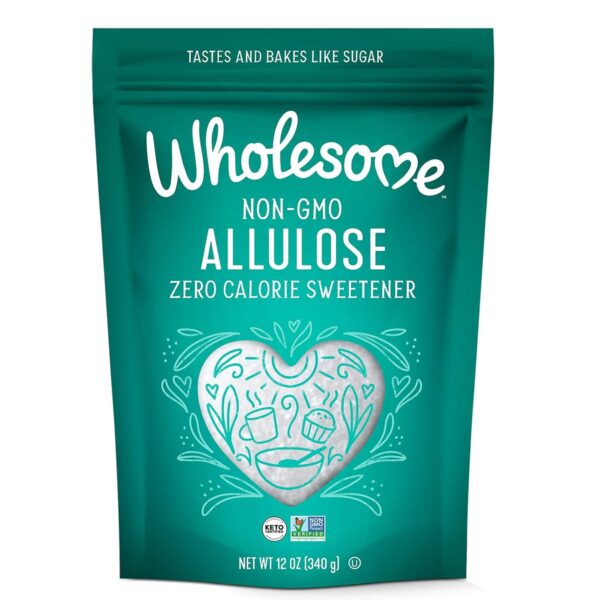 Wholesome Sweeteners 12-Ounce Allulose Sweetener, Zero Calorie Sugar Substitute, Keto Friendly, Non GMO, Non-Erythritol, Gluten Free & Vegan Sweetener, 1 Pack
