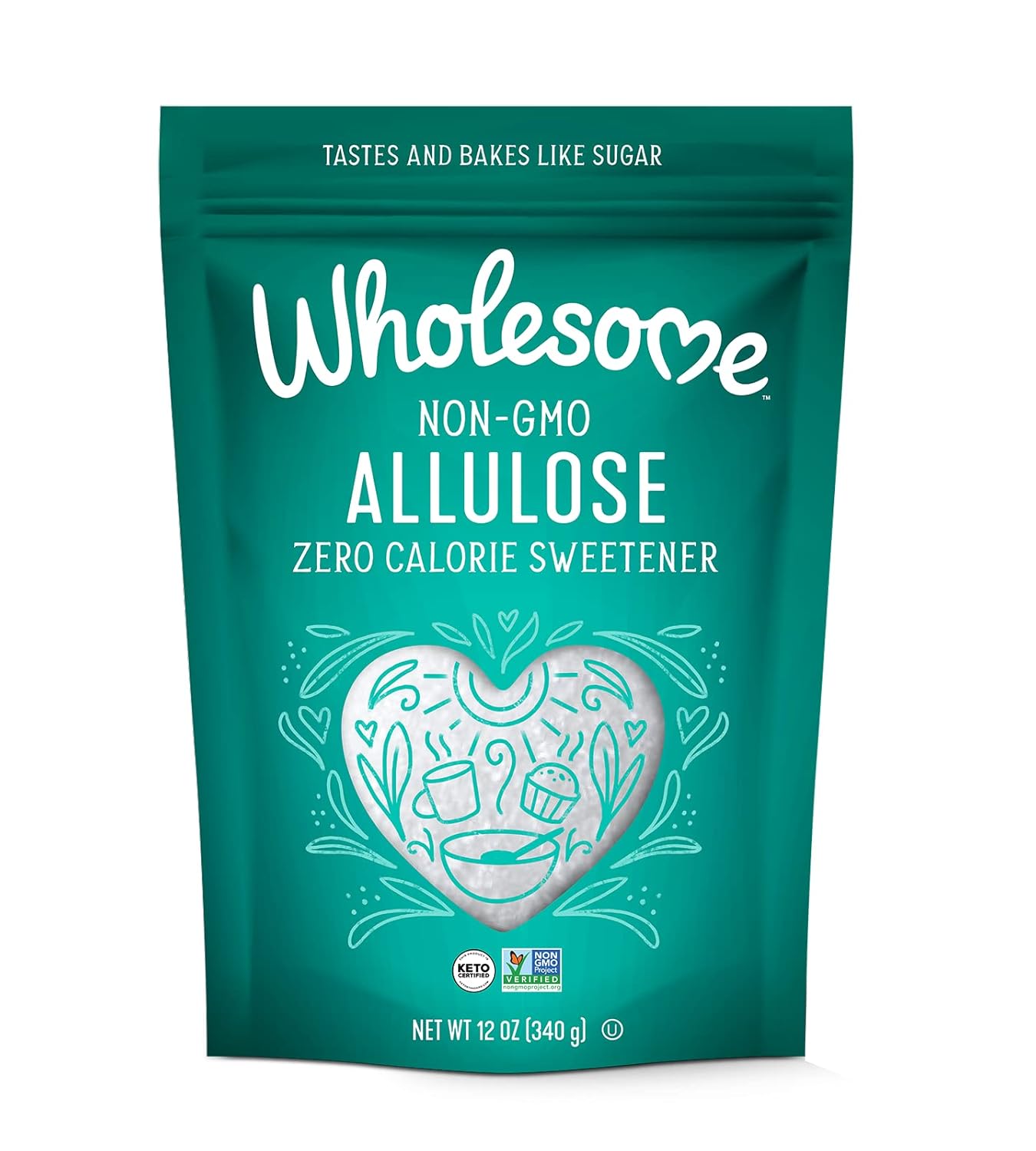Wholesome Sweeteners 12-Ounce Allulose Sweetener, Zero Calorie Sugar Substitute, Keto Friendly, Non GMO, Non-Erythritol, Gluten Free & Vegan Sweetener, 1 Pack Wholesome Sweeteners 12-Ounce Allulose Sweetener, Zero Calorie Sugar Substitute, Keto Friendly, Non GMO, Non-Erythritol, Gluten Free & Vegan Sweetener, 1 Pack