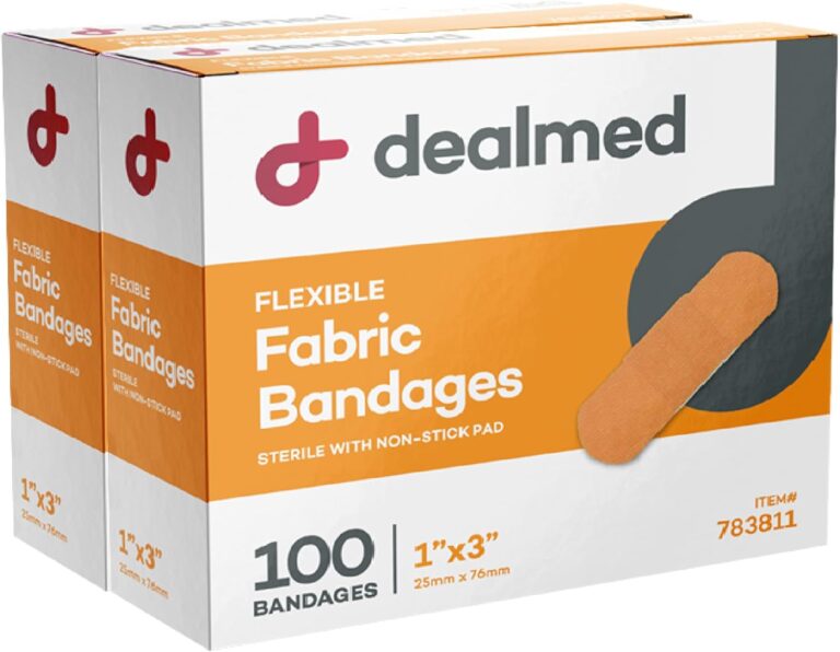 Dealmed Sterile Flexible Fabric Adhesive Bandages  1x3 Inch  100/Box - 2 Boxes - Breathable First Aid Strip Pack - Soft Stretch Wound Patch for Medical, Emergency Kits & Clinic
