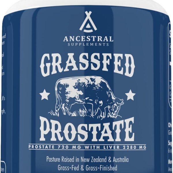 Ancestral Supplements Grass Fed Beef Prostate Supplements for Men with Liver, 3000mg, Prostate Health Support Promotes Men's Health, Non-GMO, 180 Capsules