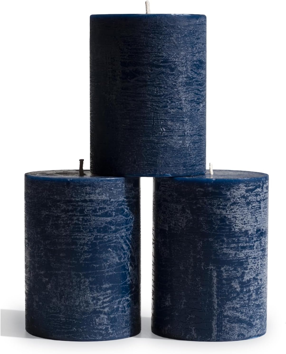 CANDWAX 3x4 inch Pillar Candles Set of 3 Unscented Dripless Rustic Dark Blue Candles for Room Decor, Weddings, Centerpieces CANDWAX 3x4 inch Pillar Candles Set of 3 Unscented Dripless Rustic Dark Blue Candles for Room Decor, Weddings, Centerpieces