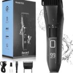 Beatslm Beard Trimmer for Men, 20 Length Adjustable, Cordless Waterproof Clippers, Stainless Steel T-Blade for Precision Facial Hair Trimming with 2 Guide Combs, Travel Lock, LED Display