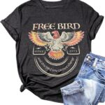 Women Vintage Rock Band Shirts Country Music Shirts Graphic Tees Concert Outfit Short Sleeve Tops