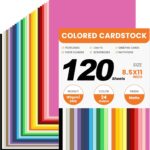 120 Sheets Colored CardStock, 180gsm/65lb 24 Colors Cardstock Print Paper 8.5 x 11 Inches, Double Sided Printed Card Stock Paper for Scrapbook School Office Printing DIY Craft