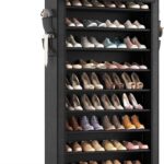 LANTEFUL Shoe Rack with Covers - 10 Tiers Tall Shoe Rack Organizer Large Capacity Shoe Shelf Storage 40 Pairs Space Saving Vertical Shoe Storage Organizer for Closet, Entryway, Dorm, Bedroom