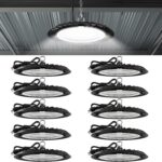 Sunco 10 Pack UFO LED High Bay Light, 150W, 19500 Lumens, 5000k Ultra Bright Commercial Shop Lights for Warehouse, Factory, Workshop, Garage & Barn, Ceiling Mount, Plug & Play, 120V, UL