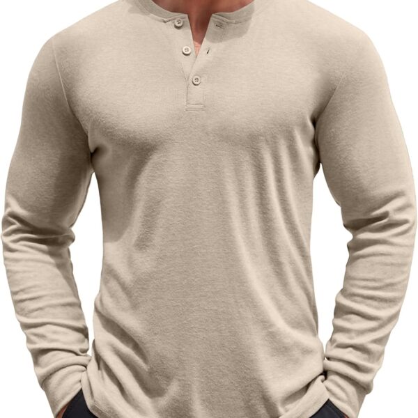 COOFANDY Men's Henley Shirts Long Sleeve Button T-Shirt Lightweight Fashion Casual Pullover Shirt