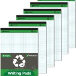 KAISA Graph Paper Legal Pads Writing Pads 6 pad 300 Sheets Recycled Paper 8.5"x11.75" Quad Ruled 4x4 Perforated 50sheets/pad Grid Paper Notepads Writing Tablet White For Office Supplies (White 6pad, 8.5x11.75'')