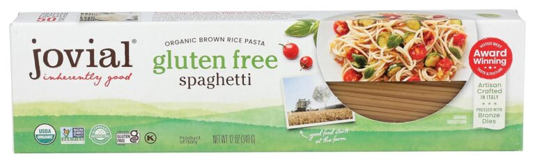 Jovial Gluten Free Brown Rice Pasta Organic - Award-Winning Taste & Texture, Non-GMO, Free of Top 8 Allergens, Vegan Brown Rice Noodles, Made in Italy - Gluten Free Spaghetti, 12 oz