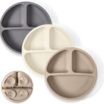 WeeSprout Suction Plates with Lids for Babies & Toddlers - 100% Silicone, Dinnerware Stays Put, Divided Design for Picky Eaters, Microwave & Dishwasher Friendly, 3 Pack