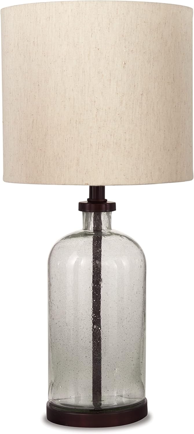 Signature Design by Ashley Bandile Modern Farmhouse 22.5" Seeded Glass Table Lamp, Bronze