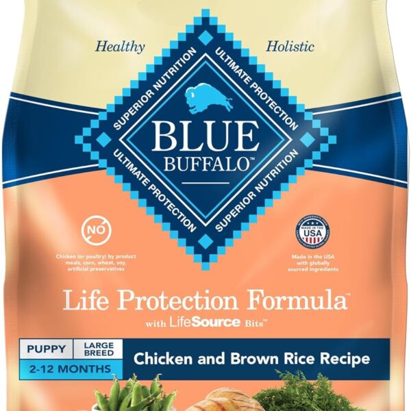 Blue Buffalo Life Protection Formula Large Breed Puppy Dry Dog Food with DHA, Vital Nutrients & Antioxidants, Made with Natural Ingredients, Chicken & Brown Rice Recipe, 30-lb. Bag