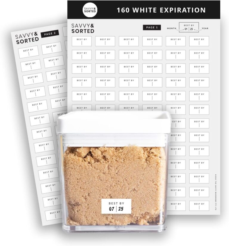 SAVVY & SORTED Expiration Date Pantry Labels, 160 Waterproof Food Expiration Date Label for Containers, Kitchen Stickers for Food Freshness, Use by Meal Prep Labels, Best By Write On Labels