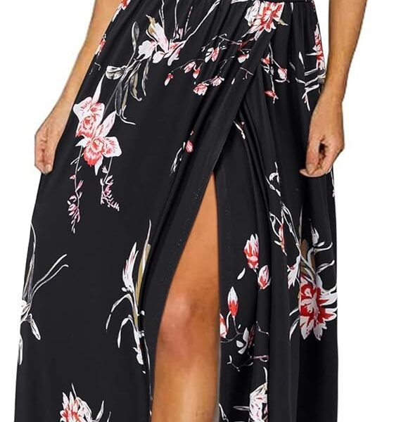 Newshows Women's 2026 Lightweight Summer Wedding Guest Beach Vacation Casual V Neck Split Flowy Maxi Dress