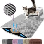Extra Large Cat Litter Mat, 30x22 Inches Honeycomb Double Layer Cat Litter Trapping Mat, Non Slip Waterproof Urine Proof Large Kitty Litter Box Mat for Floor, Kitten Supplies, XL, Gray