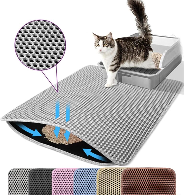 Extra Large Cat Litter Mat, 30x22 Inches Honeycomb Double Layer Cat Litter Trapping Mat, Non Slip Waterproof Urine Proof Large Kitty Litter Box Mat for Floor, Kitten Supplies, XL, Gray