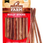 Natural Farm Odor-Free Select Bully Sticks, (12-Inch, 1-Pound), Hand Selected for Consistent Thickness, 100% Beef Pizzle Dog Chews, Fully Digestible, High Protein, Best Dental Treats