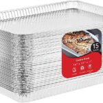 Stock Your Home Aluminum Pans - 15 Pack Disposable Aluminum Foil Trays - Reusable Nonstick Baking Sheets - 16 Inch x 11 Inch