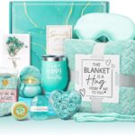 Mothers Day Birthday Gifts for Women Self Care Get Well Soon Gifts, Ocean Relaxing Spa Gift Basket Thinking of You Care Package with Flannel Blanket, Unique Gift for Her Mom Wife Grandma Friend Sister