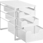 Simple Trending 3-Tier Under Sink Cabinet Organizer with Sliding Storage Drawer, Desktop Organizer for Kitchen Bathroom Office, Stackbale,White